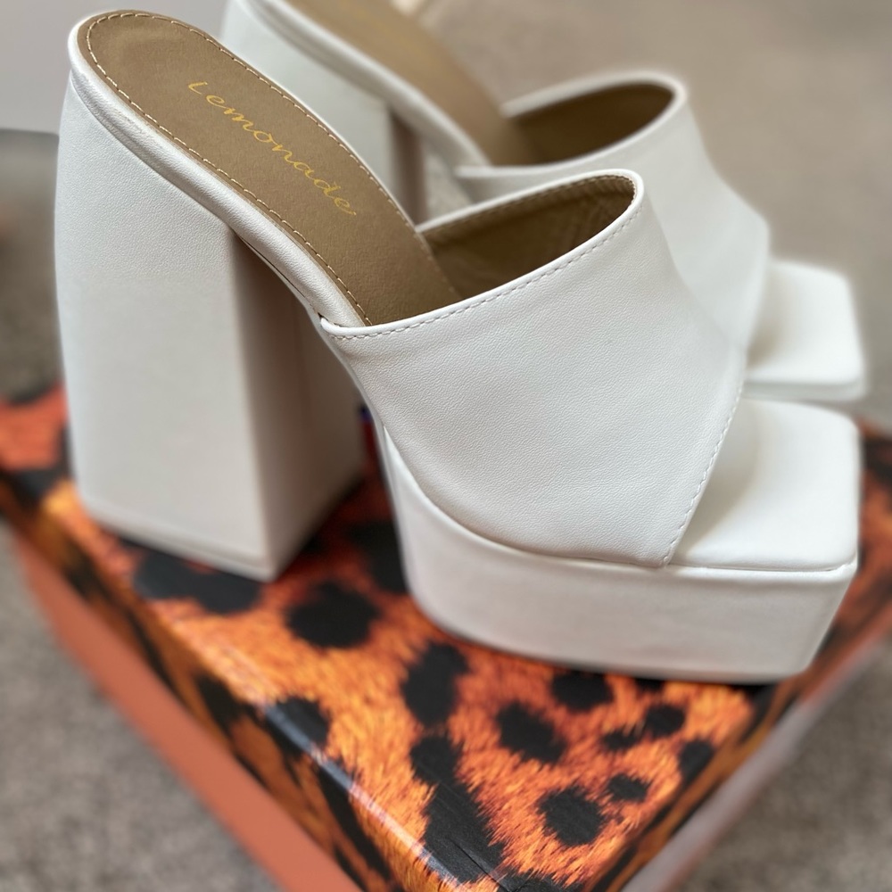 Chunky white platform sandals